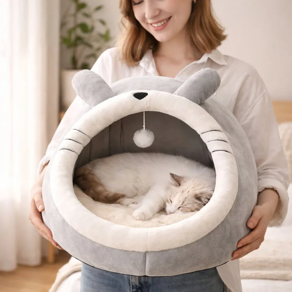 Pet Tent Cave Bed for Cats Small Dogs Self-Warming Cat Tent Bed Cat Hut Medium